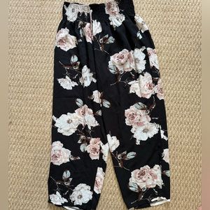 Floral Print Flowy Pants Wide Leg